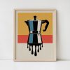 Retro Moka Pot Art Print, Coffee Maker Poster