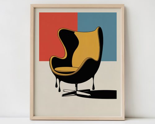 Egg Chair Poster, Retro Interior Design Wall Art