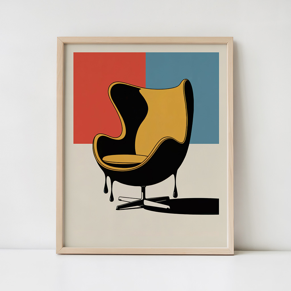 Egg Chair Poster, Retro Interior Design Wall Art