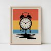 Retro Alarm Clock Print, Nostalgic Wall Poster