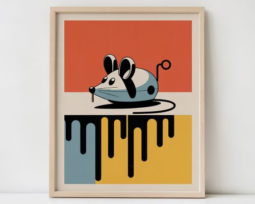 Retro Wind-Up Mouse Poster, Pop Art Toy Print