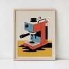 Coffee Machine Print, Kitchen Pop Art Poster