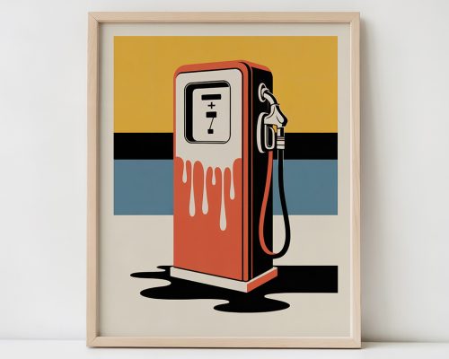 Retro Gas Pump Print, Garage Bar Pop Art Poster