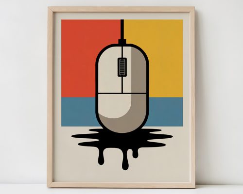 Retro Computer Mouse Poster, Pop Art Tech Decor