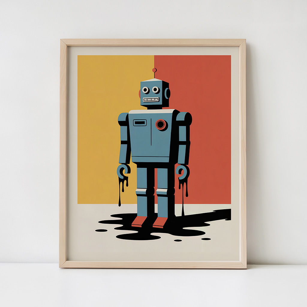 Retro Robot Toy Print: Pop Art Poster Wall Decor | ArtPrintsVicky