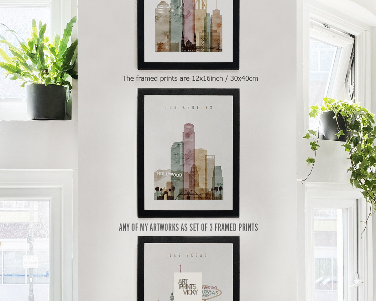 Set of 3 framed prints in 2 color options