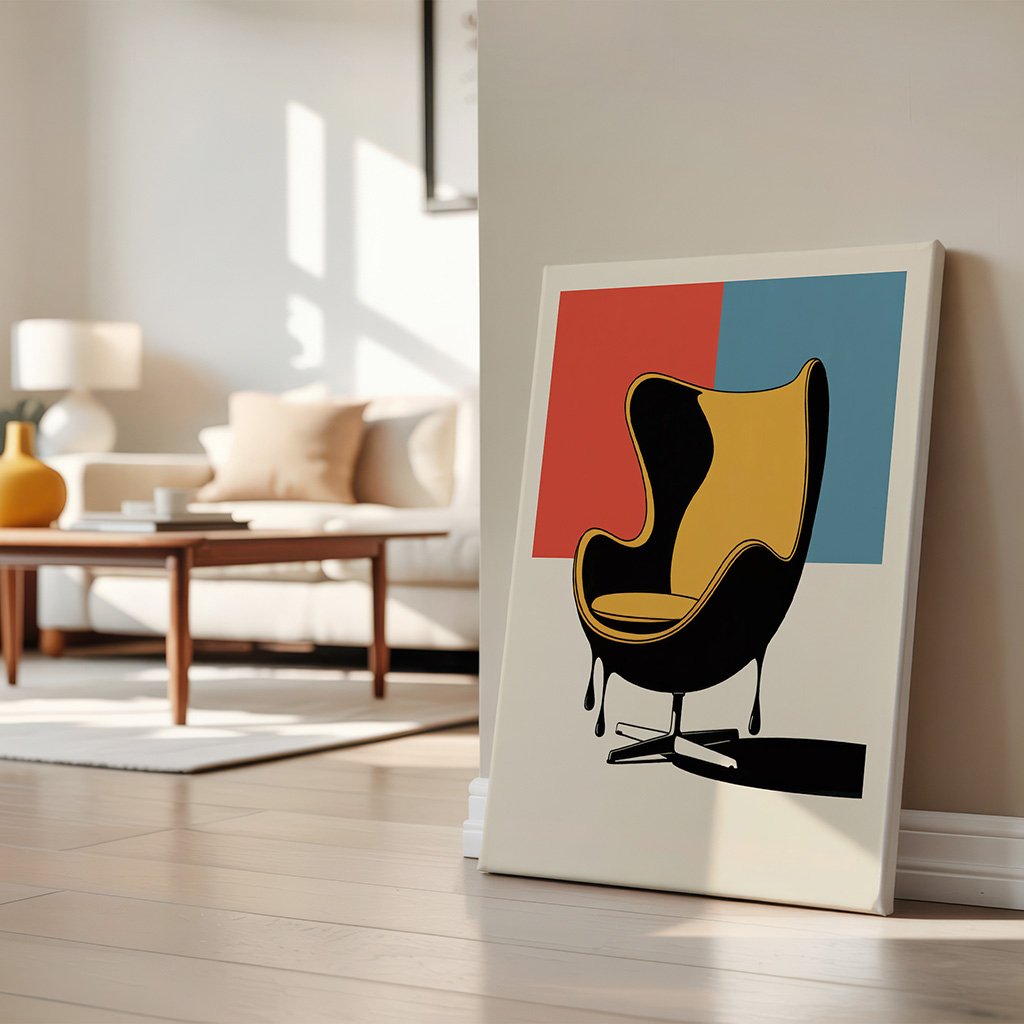 Egg Chair Poster, Retro Interior Design Wall Art - Image 2