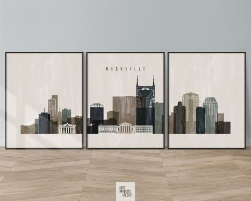 Nashville Set of 3 Prints in Distressed 2 Style