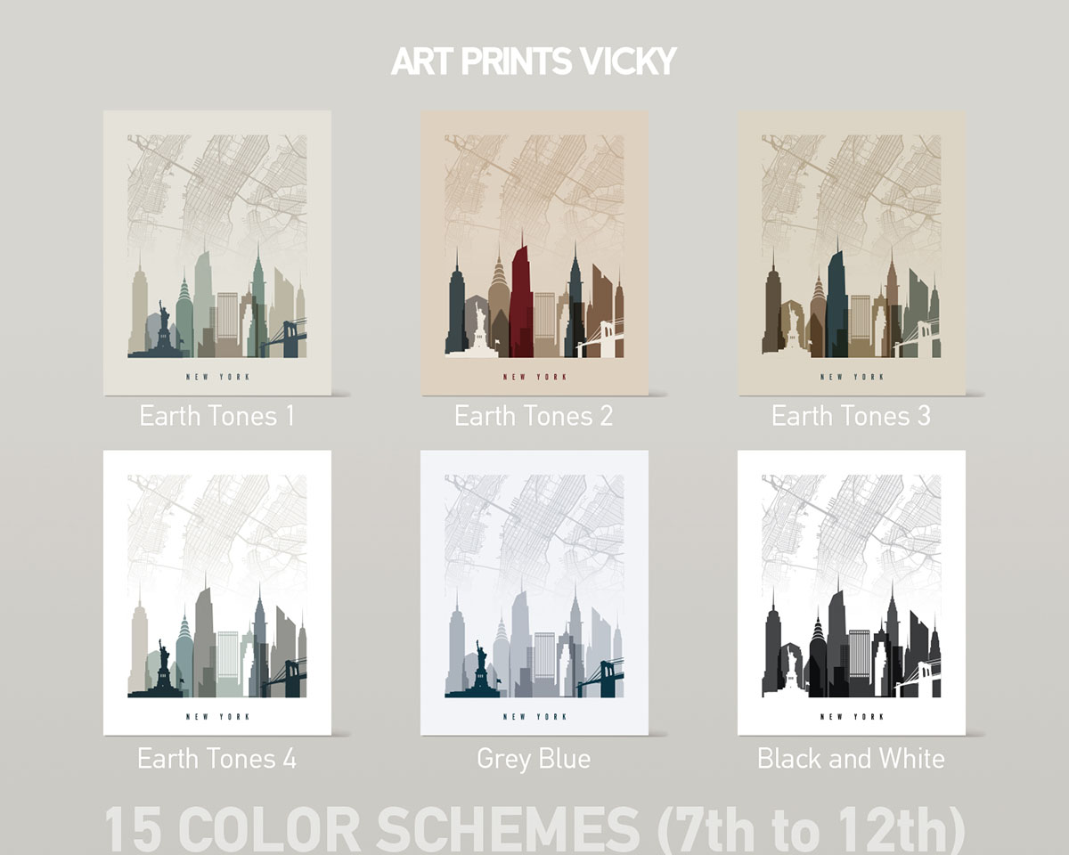 City Maps Color Schemes 7st to 12th at ArtPrintsVicky