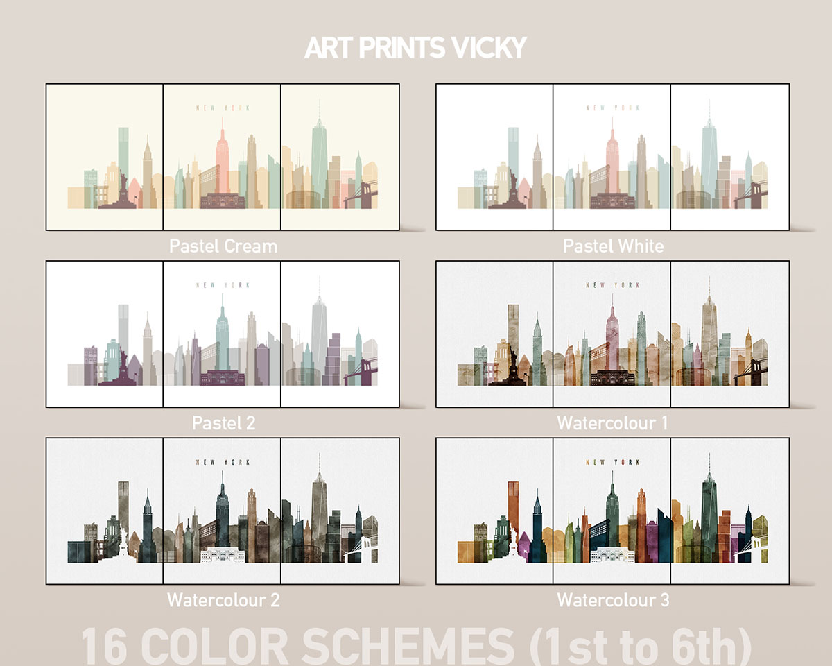 Set of 3 prints Color Schemes 1st to 6th at ArtPrintsVicky