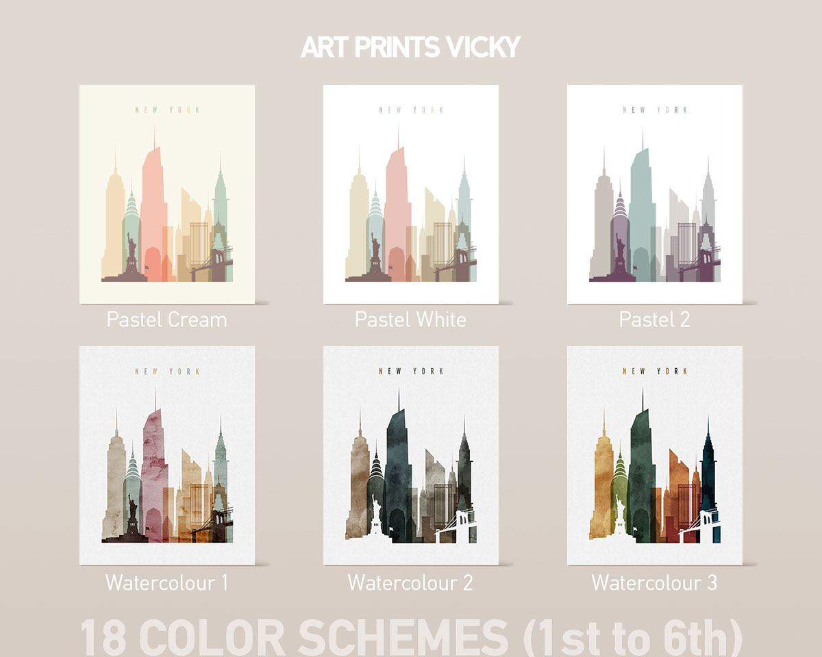 Vertical Color Schemes 1st to 6th at ArtPrintsVicky