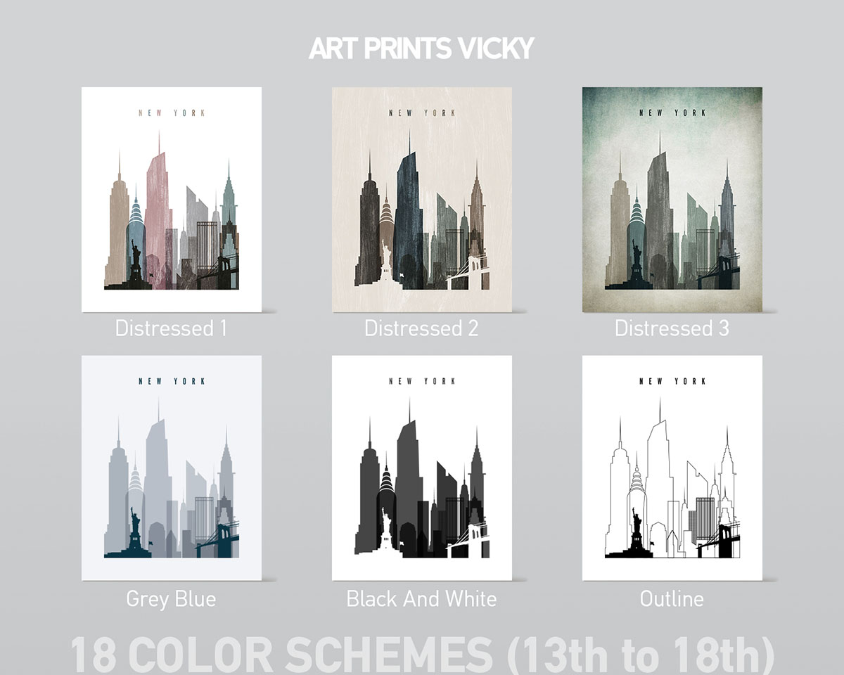 Vertical Color Schemes 13th to 18th at ArtPrintsVicky