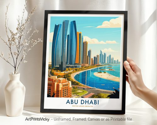 Abu Dhabi Skyline Travel Poster