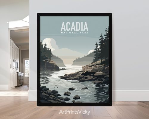 Acadia National Park Maine vector illustration poster by ArtPrintsVicky