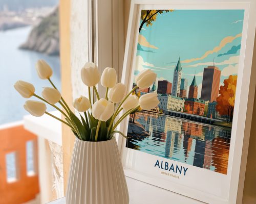 Alternative view of Albany NY Travel Print - Skyline Wall Art