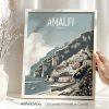 Amalfi Coast, Italy travel poster in smooth colors by ArtPrintsVicky