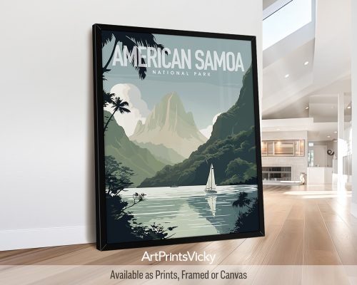 American Samoa national park vector illustration poster by ArtPrintsVicky