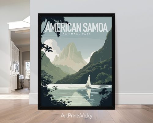 American Samoa national park vector illustration poster by ArtPrintsVicky