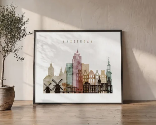 Amsterdam Watercolor Wall Art Print Poster | ArtPrintsVicky