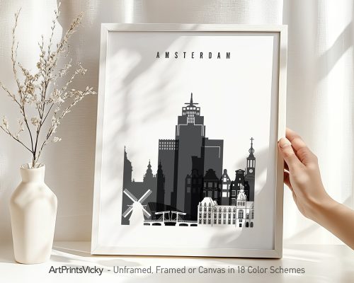 Alternative view of Amsterdam Black & White Wall Art Print