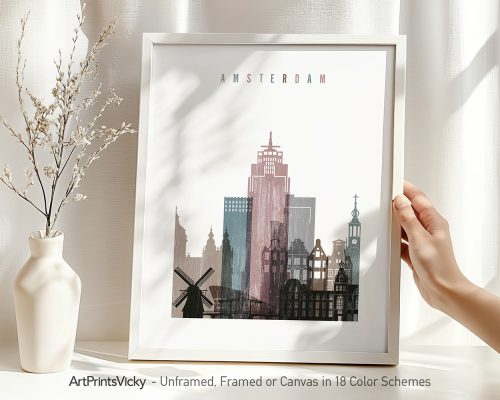 Alternative view of Amsterdam Skyline Wall Art — Distressed Poster Print