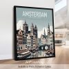 Smooth travel style art print of the Amsterdam skyline by ArtPrintsVicky