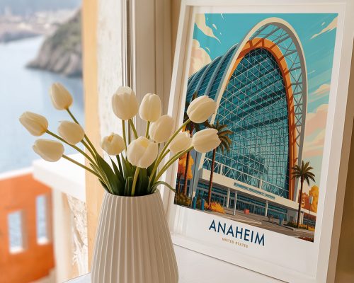Alternative view of Anaheim Travel Print - Cityscape Retro Poster