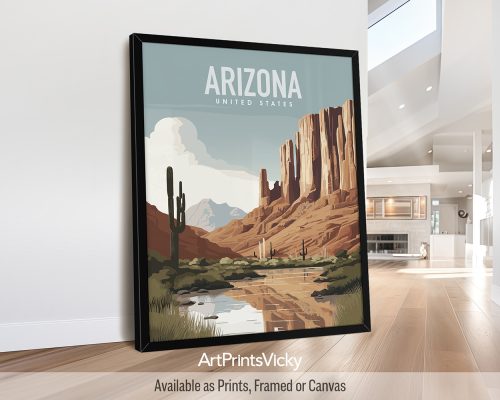 Arizona scenery travel poster in smooth colors by ArtPrintsVicky
