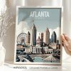 Smooth travel style art print of the Atlanta skyline by ArtPrintsVicky