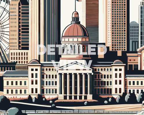 Smooth travel style art print of the Atlanta skyline detail by ArtPrintsVicky