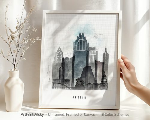 Alternative view of Austin Skyline Wall Art Print — Urban Style