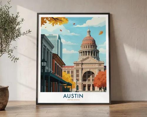 Austin Texas Travel Print - Cityscape Wall Art
