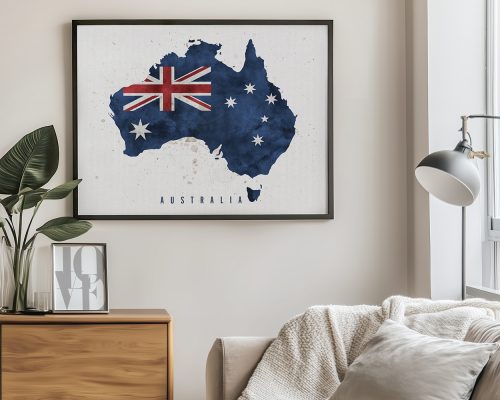 Alternative view of Australia Map Wall Art Print, Australian Flag