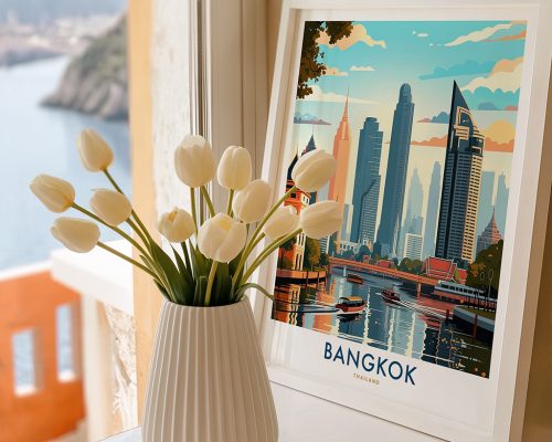 Alternative view of Bangkok Skyline Travel Print