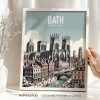 Bath, England in retro travel poster style and smooth colours by ArtPrintsVicky