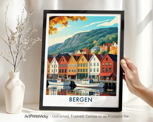 Bergen Norway Travel Poster - Wall Art Print