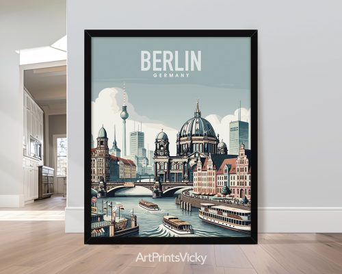 Smooth travel style art print of the Berlin skyline by ArtPrintsVicky