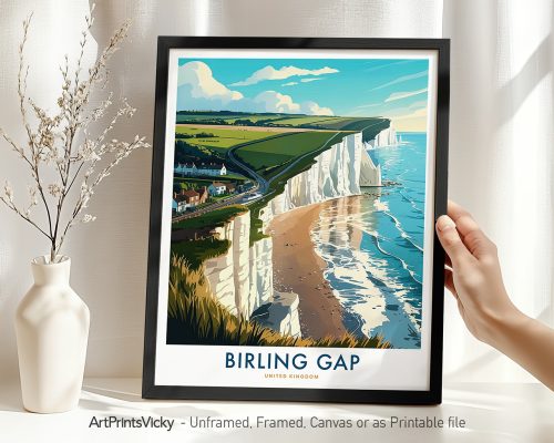 Birling Gap Cliffs Travel Print - England Wall Art