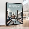 Smooth travel style art print of the Birmingham, England skyline by ArtPrintsVicky
