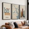 Boston Wall Art Set of 3 Prints, Map, Skyline