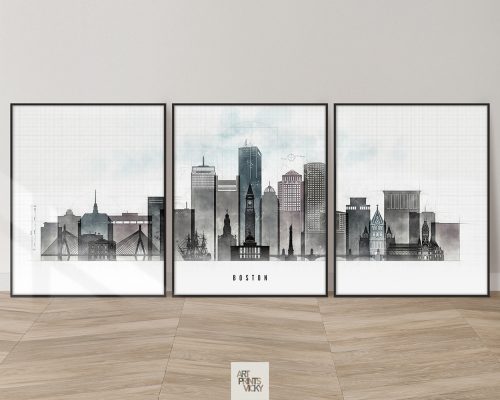 Boston Skyline 3 Prints Set Urban 1 photo by ArtPrintsVicky