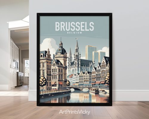 Brussels skyline in smooth colors travel art print by ArtPrintsVicky skyline in smooth colors travel art print by ArtPrintsVicky