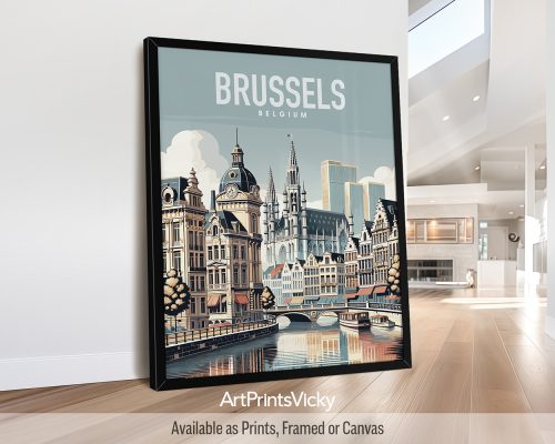 Brussels skyline in smooth colors travel art print by ArtPrintsVicky skyline in smooth colors travel art print by ArtPrintsVicky