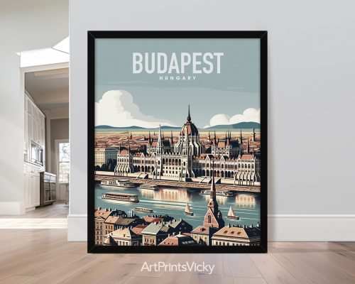 Budapest skyline in smooth colors travel art print by ArtPrintsVicky skyline in smooth colors travel art print by ArtPrintsVicky