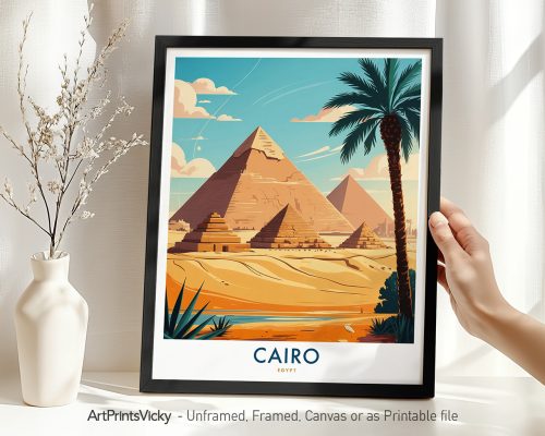 Cairo Egypt Travel Poster - Pyramids of Giza