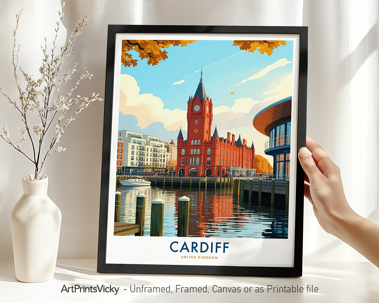 Cardiff Print - Wales Travel Poster