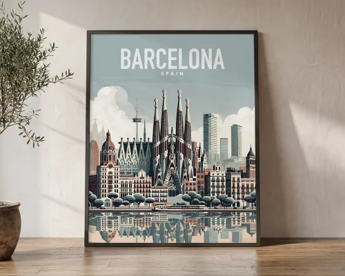 Catalan Spirit Barcelona Travel Style Poster | ArtPrintsVicky