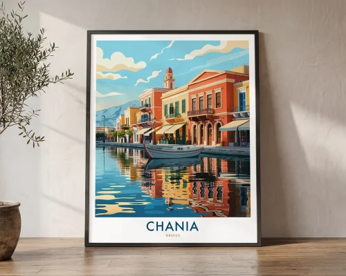 Chania Travel Poster — Vintage Greek Wall Art Print | ArtPrintsVicky