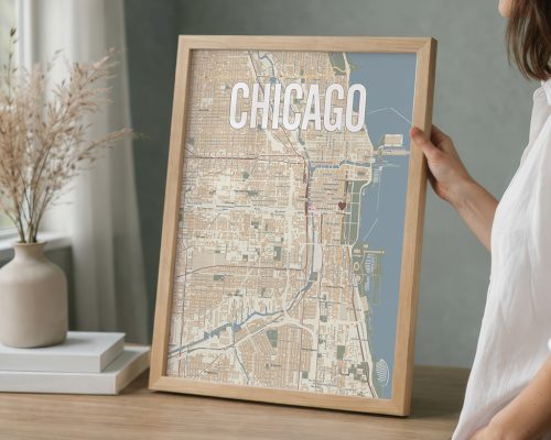 Chicago Map Print Personalized Wall Art Poster