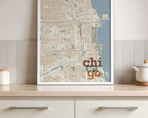 Alternative view of Chicago Map Print Personalized Wall Art Poster